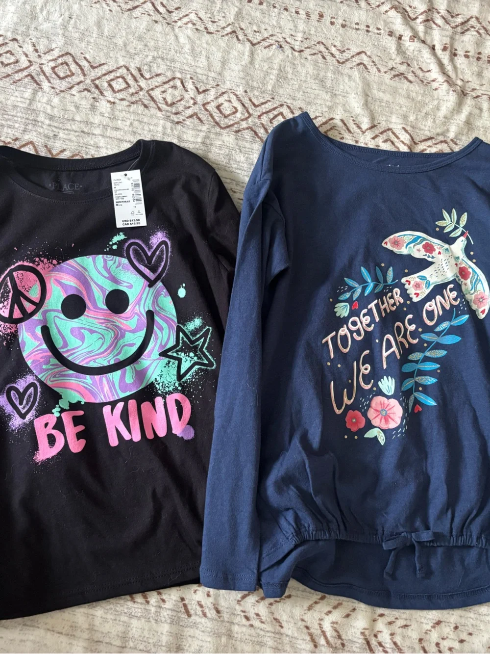 Bundle of 2 Girls’ NWT Long Sleeve Tshirts, size 8